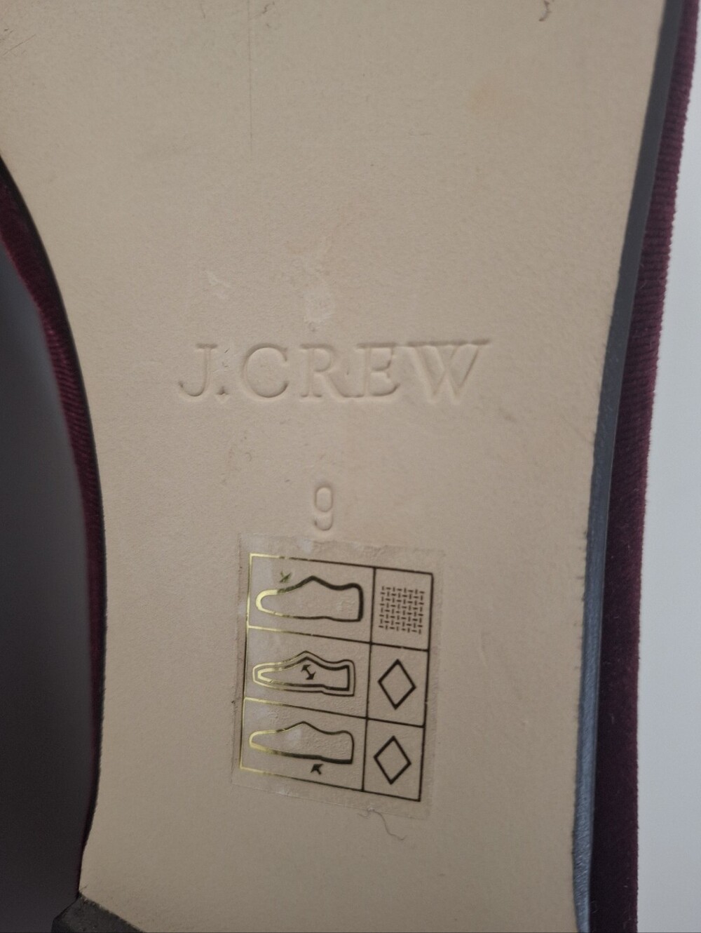 J CREW Velvet Burgundy Smoking Slipper Loafer -Size 9 - Picture 5 of 9
